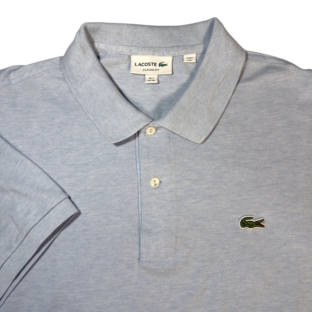 Lacoste Polo Shirt Mens XXL Blue Excellent Classic Fit Short Sleeve Pique Pique